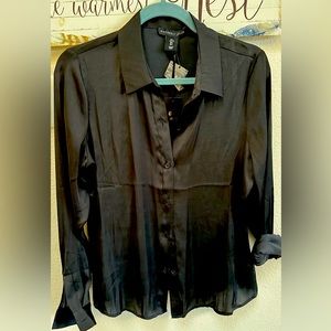 Sincerely Jules Sateen Black Shirt Large Size